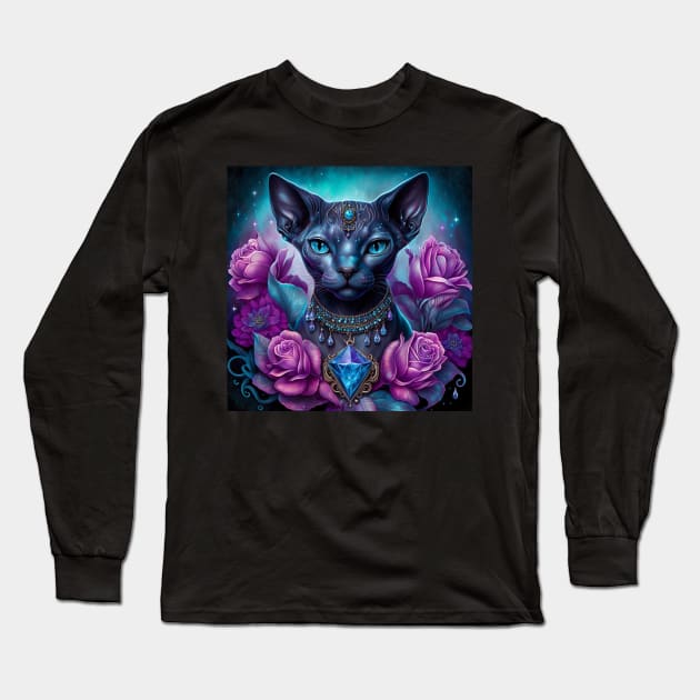 Radiant Sphynx Long Sleeve T-Shirt by Enchanted Reverie